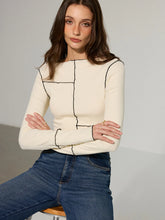 Contrast Stitching Fitted Knit Top